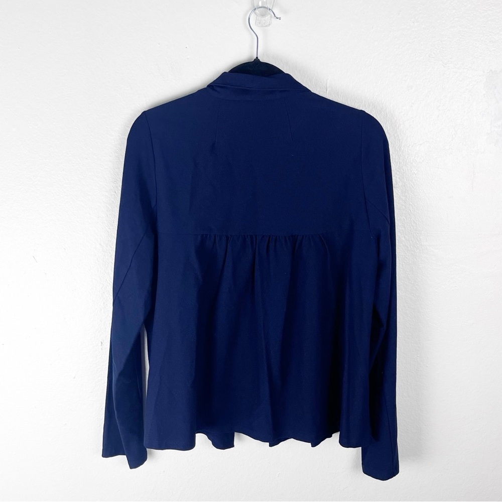 EILEEN FISHER Navy Long Sleeves Open Front Blazer Jacket Medium Casual Neutral - Picture 2 of 6